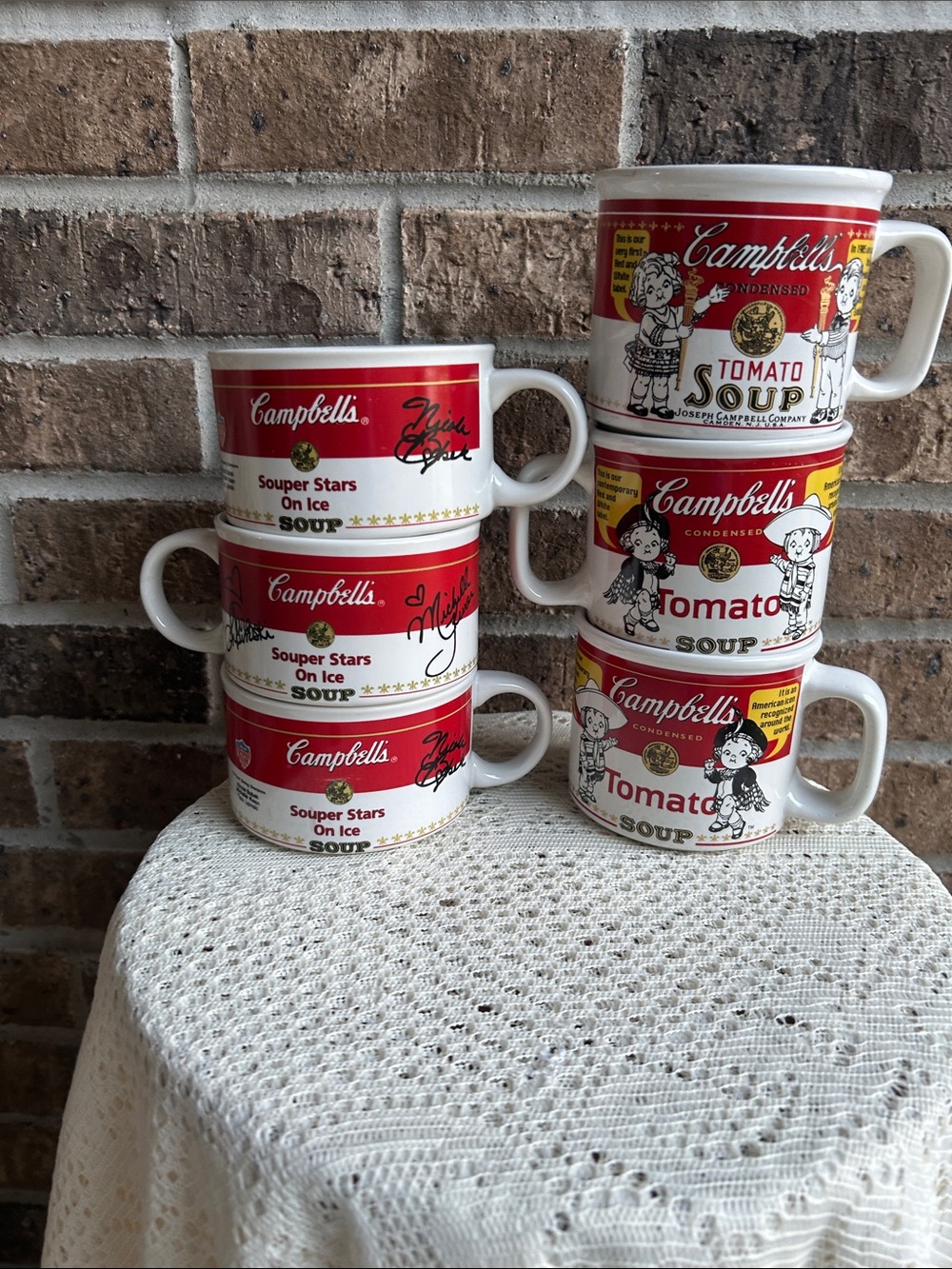 Campbell's Red & White  Soup Stackable Mugs Lot Set of 6 with 2 styles 98 and 99 - Picture 3 of 10